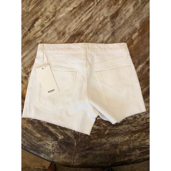 Hudson Gemma Shorts High Waist Cut Off Raw Hem Jean Denim White NWT Size 23 - Picture 6 of 9